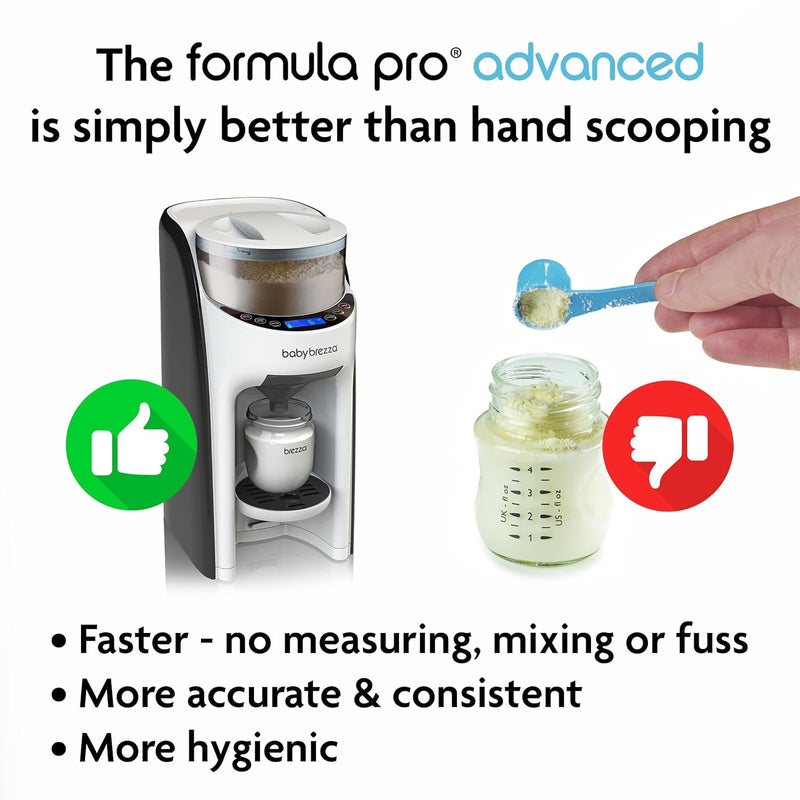 Baby Brezza New and Improved Formula Pro Advanced Formula Dispenser Machine - Automatically Mix a Warm Formula Bottle Instantly - Easily Make Bottle with Automatic Powder Blending, White