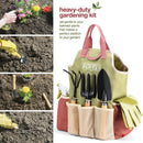 Gardening Tools Set of 10 - Complete Heavy Duty Garden Tools Set with Fashion Handbag - Durable Gardening Supplies Kit Ideal Gardening Gifts for Women