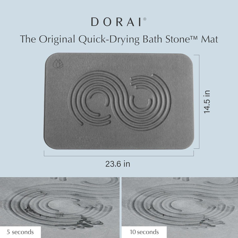 Dorai Home Bath Stone Mat 23.6"x15.4"| Luxury Diatomite Stone Bath Mat |Quickly Removes Water | Non-Slip, Quick-Dry Stone Bath Mat for Bathroom | Zen Sandstone