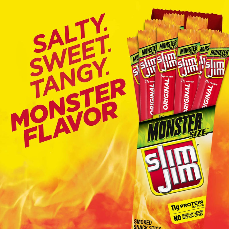 Slim Jim Monster Smoked Meat Sticks, Original Flavor, 1.94 oz. 18-Count